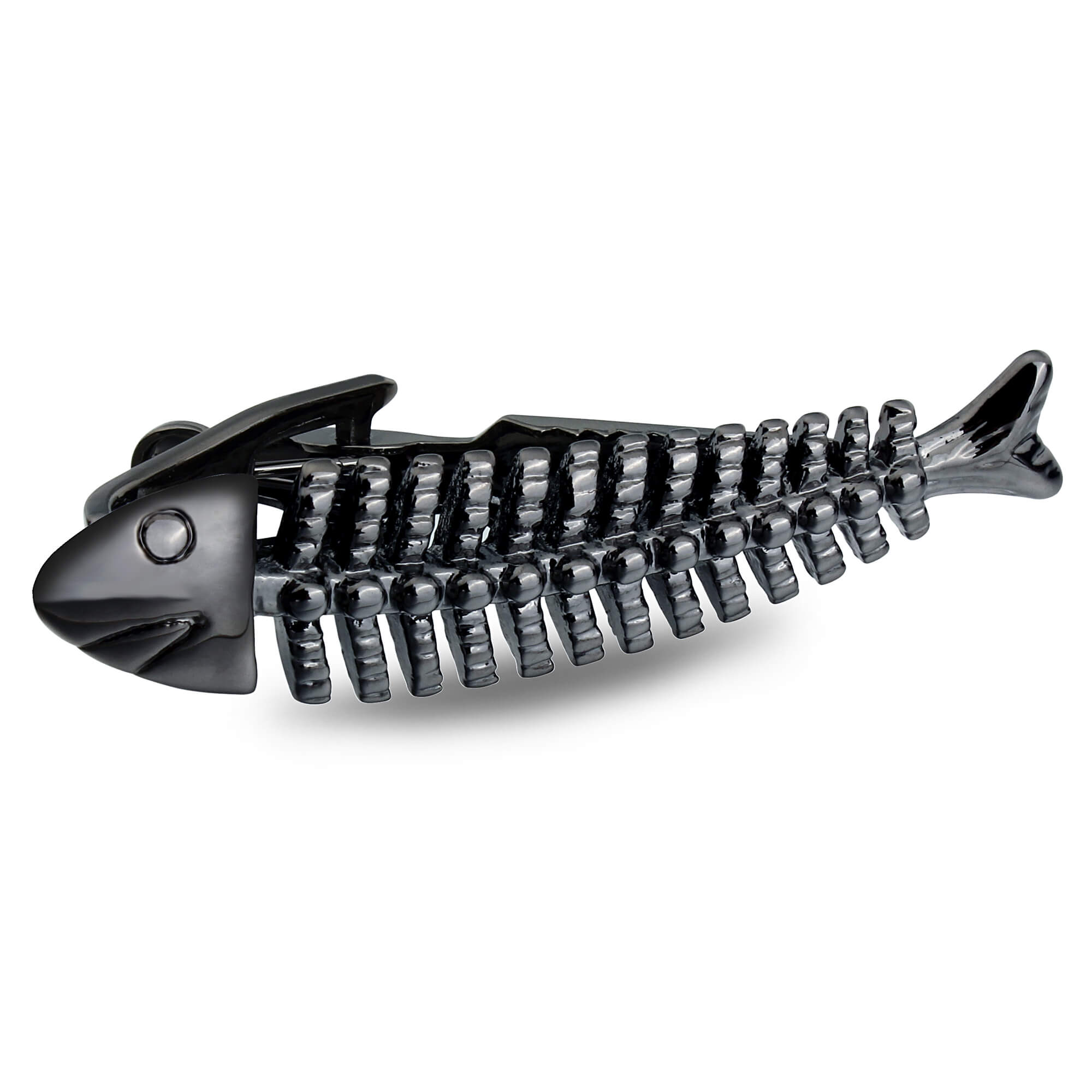 Gunmetal Fish Skeleton Tie Clip
