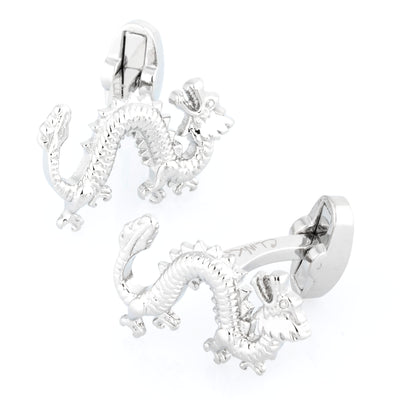 Silver Lucky Chinese Dragon Cufflinks