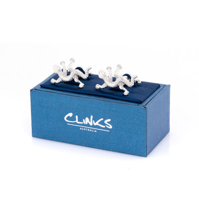 Silver Gecko Lizard Cufflinks