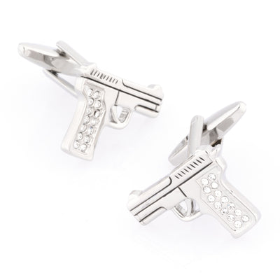 Crystal 9mm Hand Gun Cufflinks