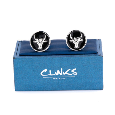 Bull Black Enamel Cufflinks