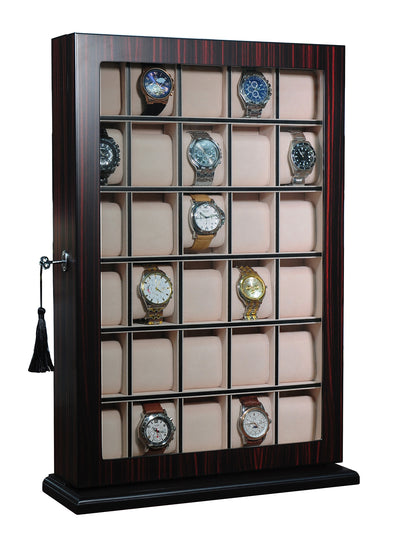 Ebony Wooden Watch Cabinet for 30 watches