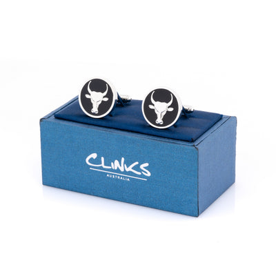 Bull Black Enamel Cufflinks