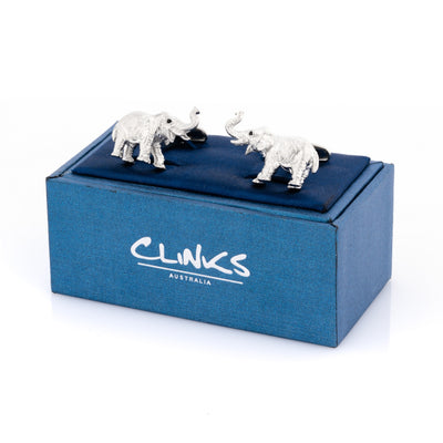 Brushed Silver Elephant Cufflinks