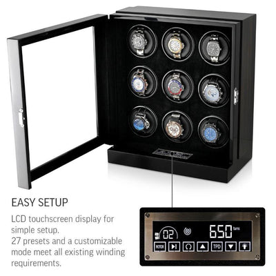 Black Watch Winder Box, 9 Watch Winder Box, Cuffed Watch Watch Winder, Clinks Australia Watch Winder Box, Black Watch Winder Box on Cuffed, Australia Watch Winder Box, Watch Winder Storage Box, Watch Winder Display Box, Watch Winder Box for 9, Watch Winder Box, Black, CW0901, Clinks.com