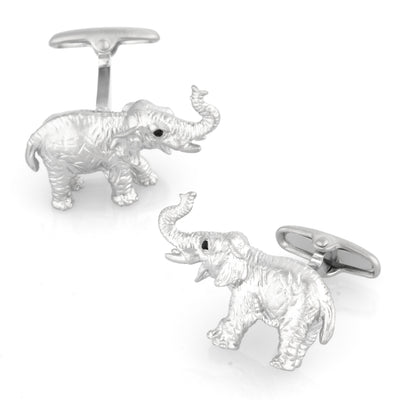 Brushed Silver Elephant Cufflinks