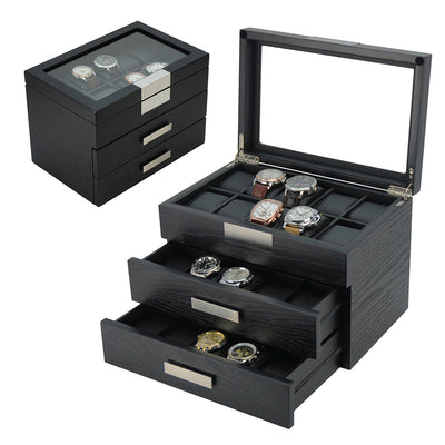 Black Wooden Watch Box, 30 Watch Box, Cuffed Watch Box, Clinks Australia Watch Box, Black Watch Boxes on Cuffed, Australia Watch Box, Watch Storage Box, Watch Display Box, 30 Slots Watch Boxes, Watch Boxes for 30, Wooden Watch Box, Black, Wooden, Watch Boxes with Drawer, Storage Boxes, CB5047, Clinks.com