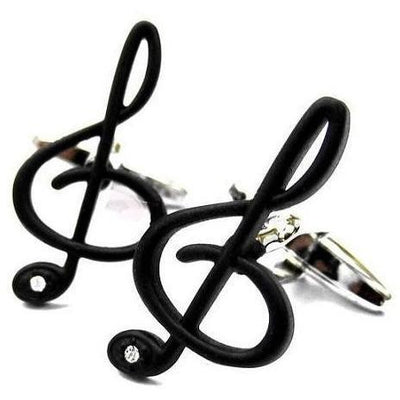 Black Treble Clef with Single Crystal