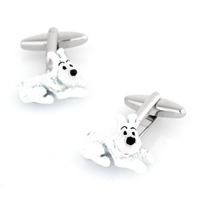 "Snowy" Tintin White Terrier  Dog Cufflinks