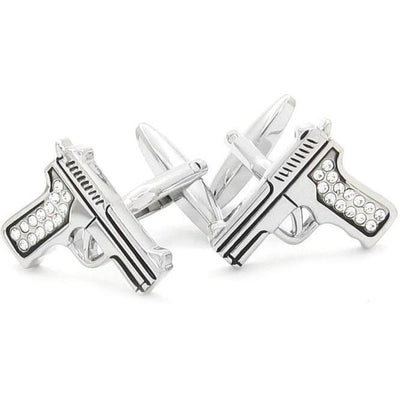 Crystal 9mm Hand Gun Cufflinks