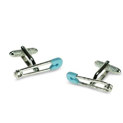 Safety Pin Blue Cufflinks