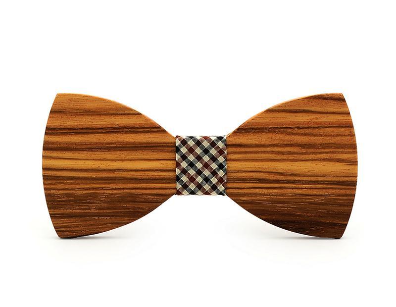Zebra Wood Check Adult Bow Tie