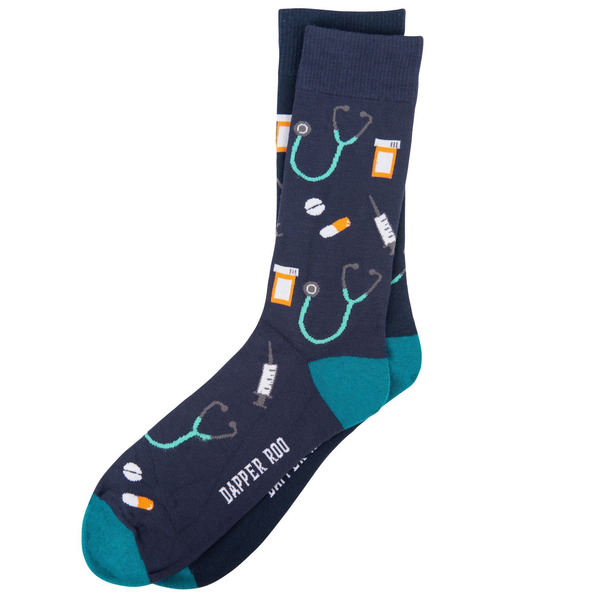 At the Doctors Medical Bamboo Socks by Dapper Roo, Socks, Navy Blue, Teal, Multi, Bamboo, Elastane, Nylon, Elastic, SK2022, Men's Socks, Socks for Men, Clinks.com