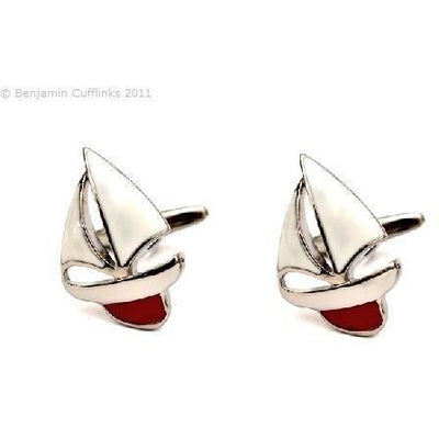 Enamel Red Keeled Yacht Cufflinks