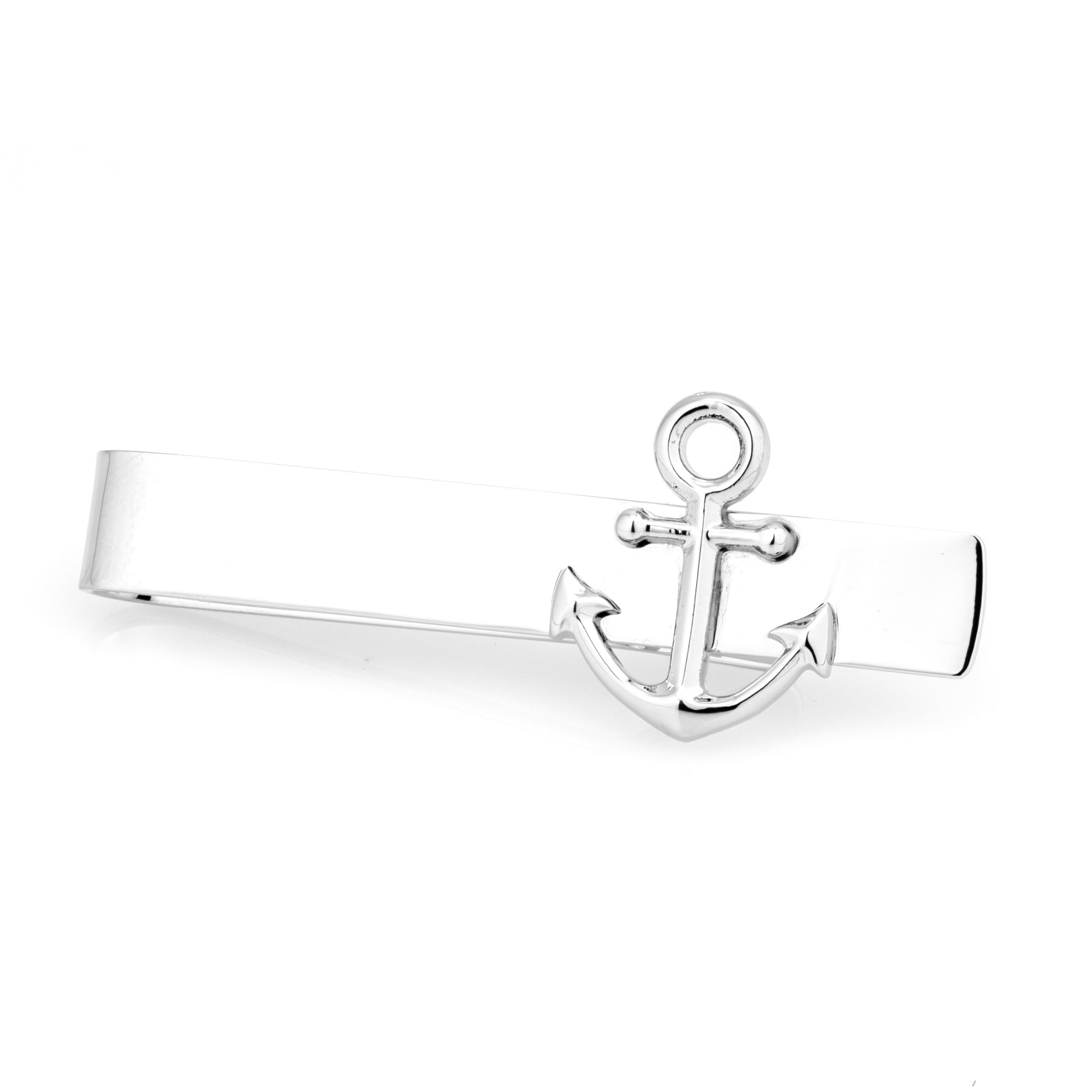 Shiny Silver Anchor Tie Bar