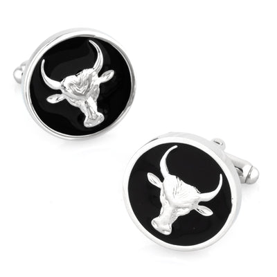 Bull Black Enamel Cufflinks