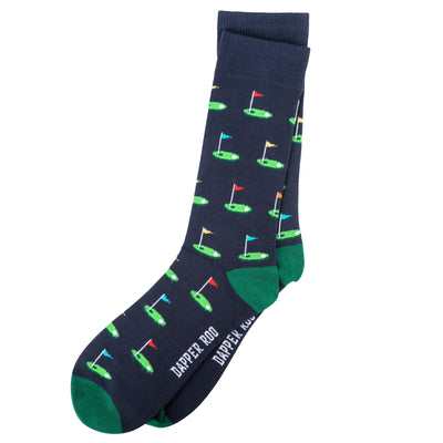 Tee off Golf Bamboo Socks by Dapper Roo, Tee Off Golf Socks, Dapper Roo, Socks, Navy, Green, Bamboo, Elastane, Nylon, Elastic, SK2000, Men's Socks, Socks for Men, Clinks.com