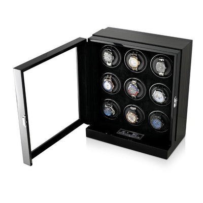 Black Watch Winder Box, 9 Watch Winder Box, Cuffed Watch Watch Winder, Clinks Australia Watch Winder Box, Black Watch Winder Box on Cuffed, Australia Watch Winder Box, Watch Winder Storage Box, Watch Winder Display Box, Watch Winder Box for 9, Watch Winder Box, Black, CW0901, Clinks.com