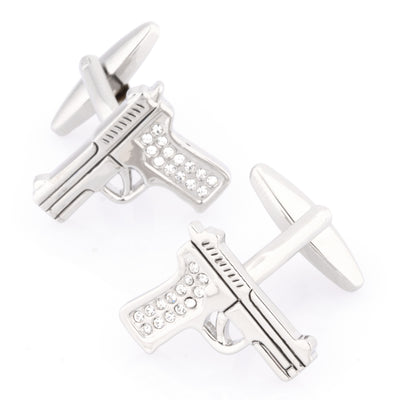 Crystal 9mm Hand Gun Cufflinks