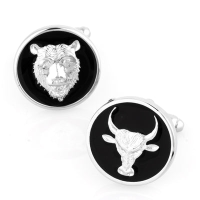 Bull & Bear Black Enamel Cufflinks