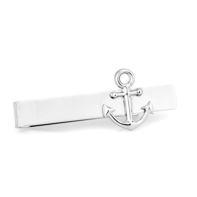 Shiny Silver Anchor Tie Bar