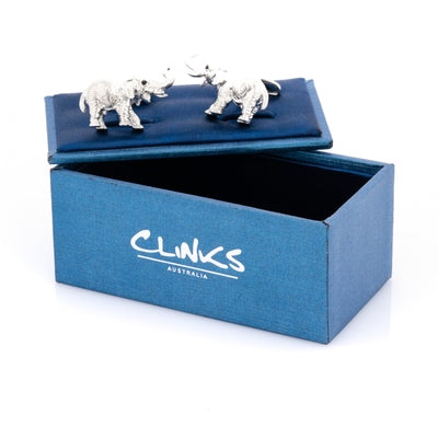 Brushed Silver Elephant Cufflinks