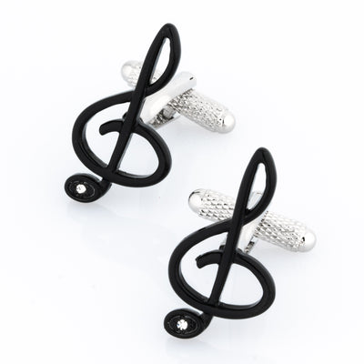 Black Treble Clef with Single Crystal