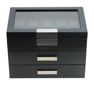 Black Wooden Watch Box, 30 Watch Box, Cuffed Watch Box, Clinks Australia Watch Box, Black Watch Boxes on Cuffed, Australia Watch Box, Watch Storage Box, Watch Display Box, 30 Slots Watch Boxes, Watch Boxes for 30, Wooden Watch Box, Black, Wooden, Watch Boxes with Drawer, Storage Boxes, CB5047, Clinks.com