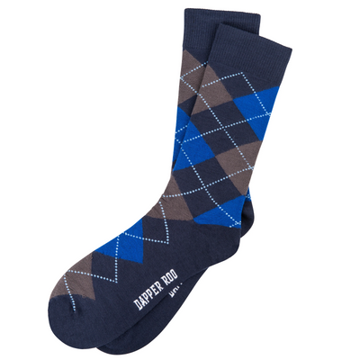 Argyle Tartan Blue Bamboo Socks by Dapper Roo