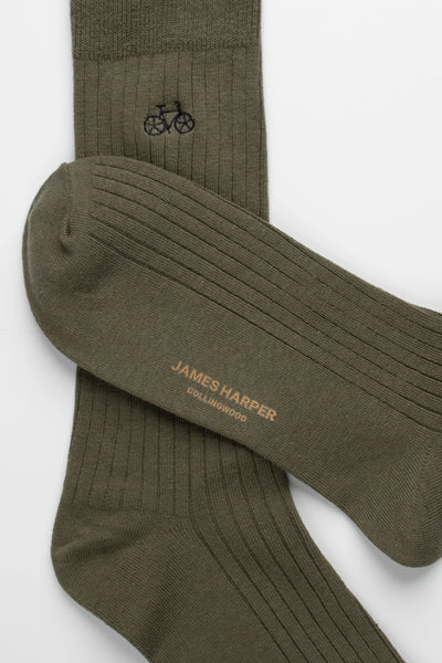 Olive Ribbed Socks