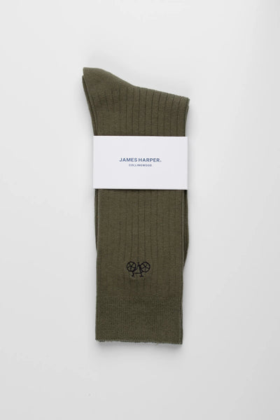 Olive Ribbed Socks