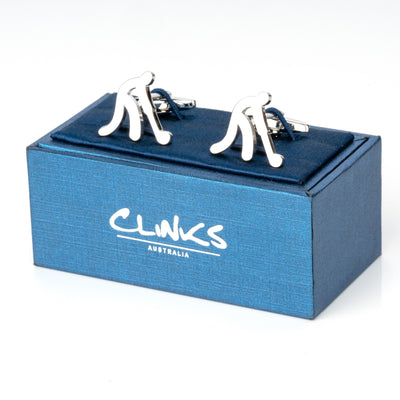 Field Hockey Silhouette Cufflinks Silver