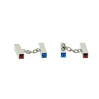 Red & Blue Crystal Chain Cufflinks