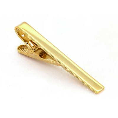 Shiny Gold Square Cufflinks & Tie Clip Set