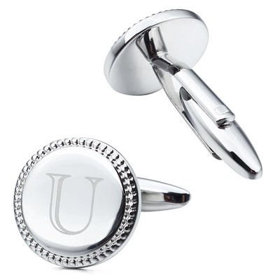 Silver Initial Round Cufflinks