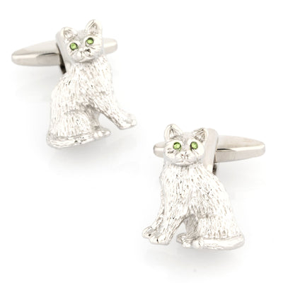 Silver cat with Crystal Eyes Cufflinks