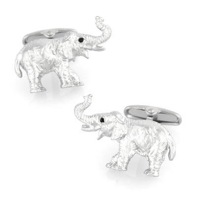 Brushed Silver Elephant Cufflinks